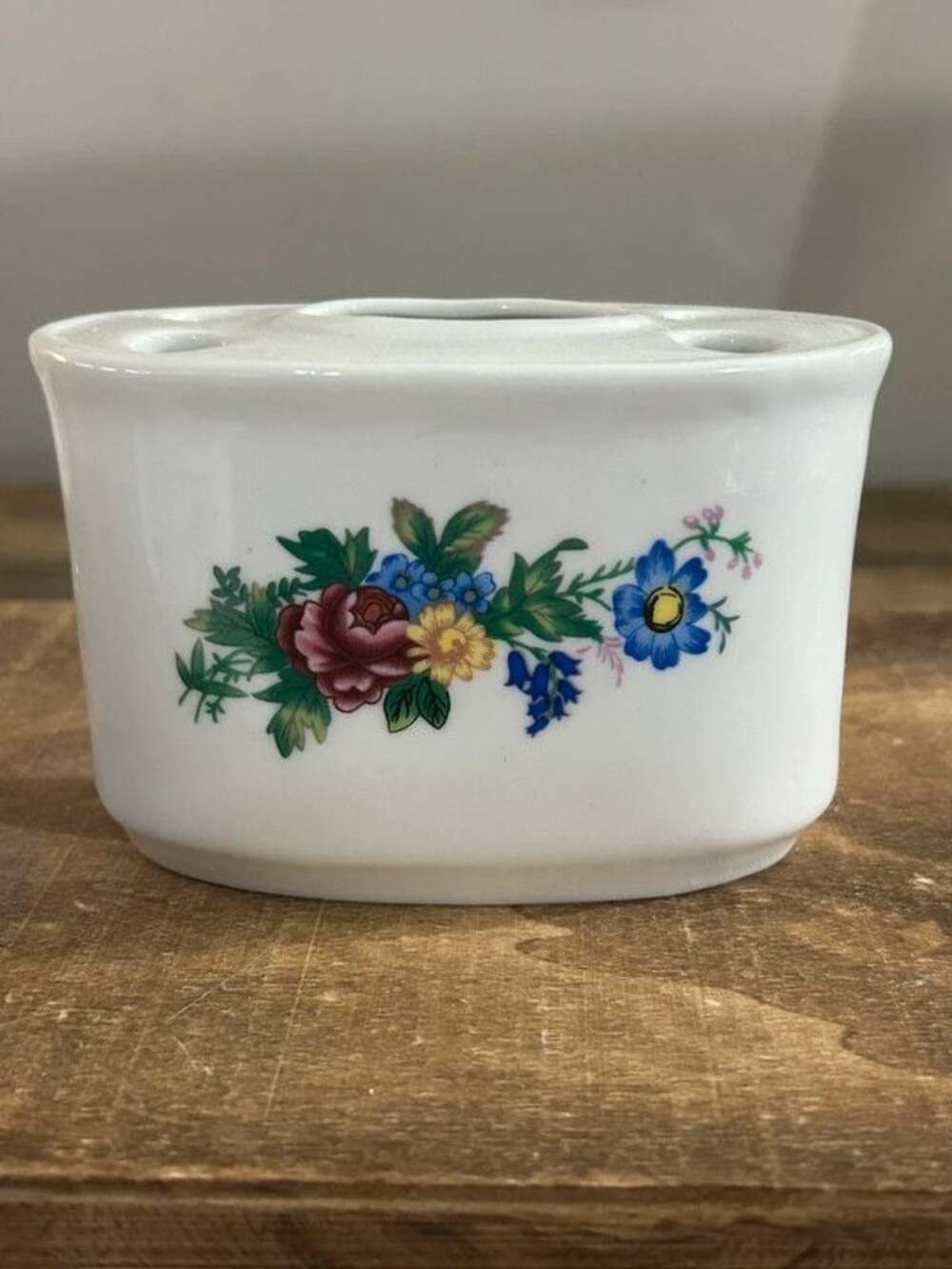 Vintage Floral Porcelain Toothbrush Holder